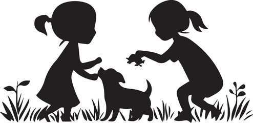 Kids Playing dog on white background