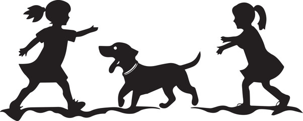 Kids Playing dog on white background