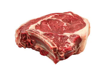 Obraz premium Fresh Raw Ribeye Steak Cut on White Background - High-Quality Meat for Cooking and Grilling