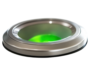 Information button on a machine with green light on white background PNG transparent.