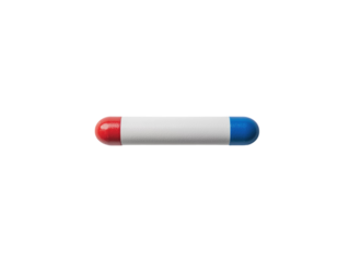 Eraser with blue and red ends on white background PNG transparent.