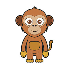 Funny cartoon monkey vector sticker clipart