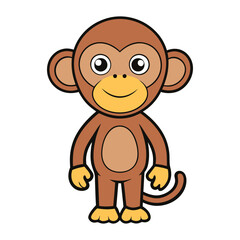 Fototapeta premium Funny cartoon monkey vector sticker clipart
