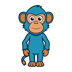 Funny cartoon monkey vector sticker clipart
