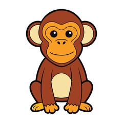 Obraz premium Funny cartoon monkey vector sticker clipart
