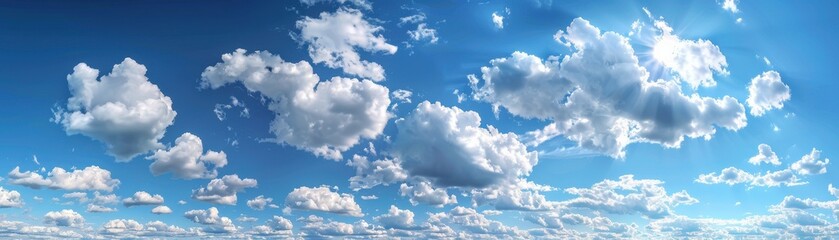 Fototapeta premium The sky is blue with many clouds