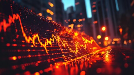 Vibrant Financial Data Visualisation in the City Nightscape