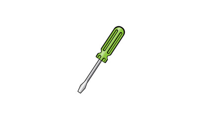 Vector illustration of cartoon screwdriver on white background