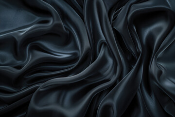 Fototapeta premium Smooth elegant black silk or satin texture abstract background.