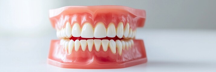 Obraz premium Detailed view of a dental model featuring removable teeth, ideal for educational purposes and demonstrating dental anatomy