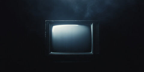 Vintage Television with Minimal Glow on Dark Background