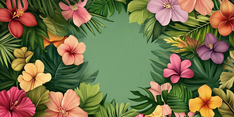 Lush Floral Backdrop Surrounded by Colorful Flowers