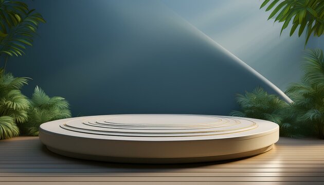 Render 3D de Espa&ccedil;o com Expositor Redondo para&nbsp;Produtos