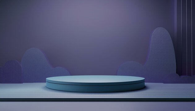 Render 3D de Espa&ccedil;o com Expositor Redondo para&nbsp;Produtos