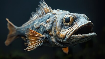 Close-Up of a Fish with Open Mouth and Large Eyes