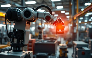 Fototapeta premium An in-depth exploration of industrial technology showcasing advanced machines and equipment in a factory setting. The steel and metal machinery, including robots and engines, drive the manufacturing a