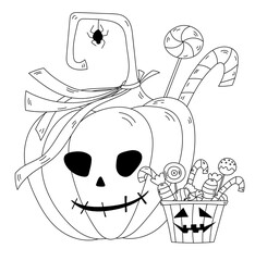 Coloring Pages of A Holiday Halloween Cartoon Pumpkin With Candles