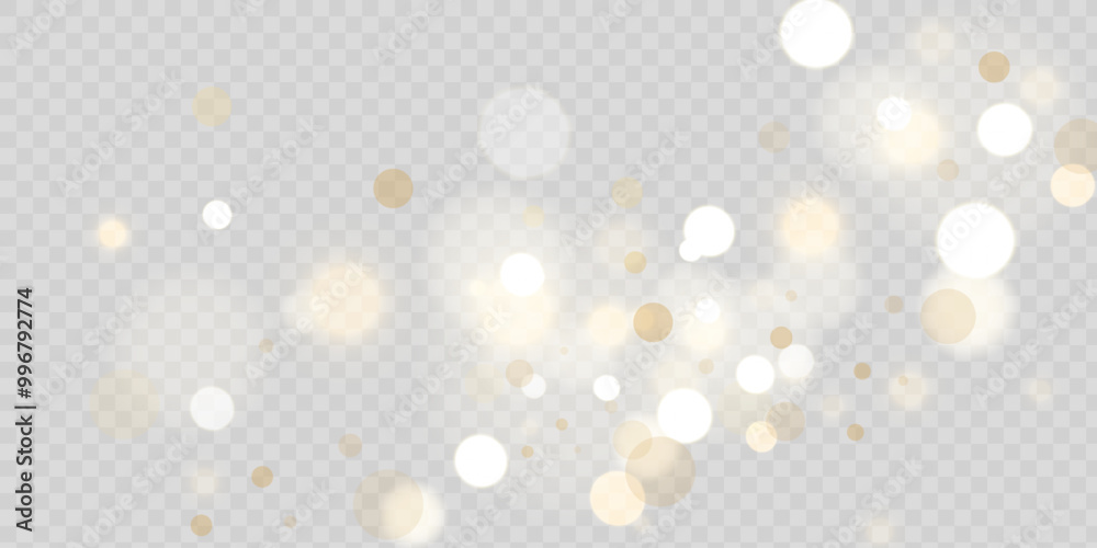 Poster the dust sparks and golden stars shine with special light. vector sparkles on a transparent backgrou