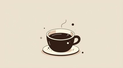Obraz premium Simple Illustration of a Coffee Cup with Steam