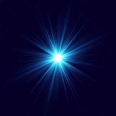 Glowing blue effect with highlights. Abstract blue flash of light. Isolated on transparent background. Art and web design vector.
