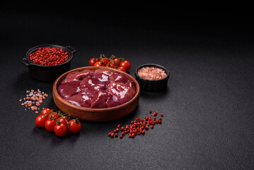 Fresh raw chicken or beef liver with salt, spices and herbs