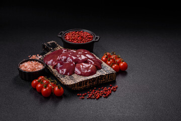 Fresh raw chicken or beef liver with salt, spices and herbs