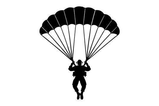 recommend clip art: Paratrooper Landing Silhouette, Military Parachute Silhouette, Vector Illustration, Soldier Parachuting Clipart