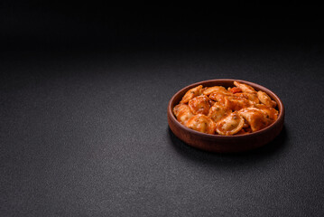 Ravioli with meat or vegetarian with ricotta, salt and spices