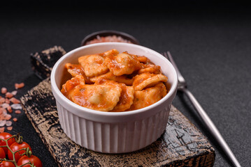 Ravioli with meat or vegetarian with ricotta, salt and spices