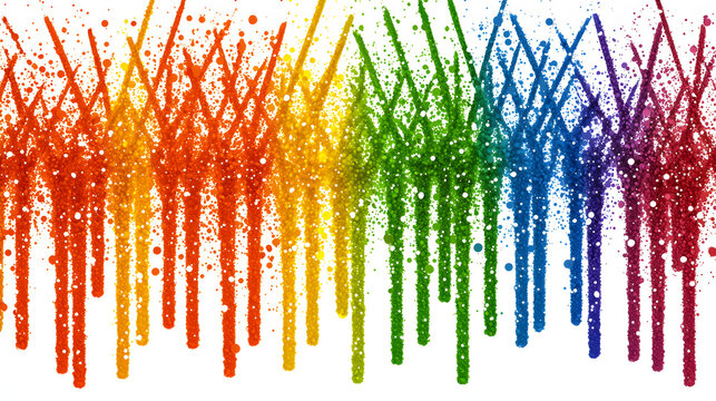 Prismatic Scatter: Fine powder particles scatter outward, creating a radiant halo of colors. The simplicity of the white background ensures flexibility for designers. isolate on white background 