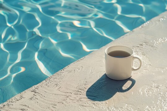 Mug mockup pool swimming pool outdoors.