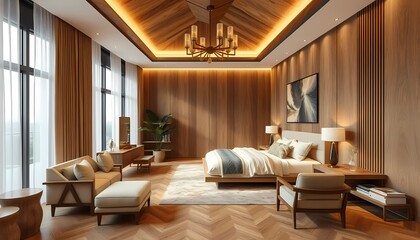 Fototapeta premium modern wooden living room