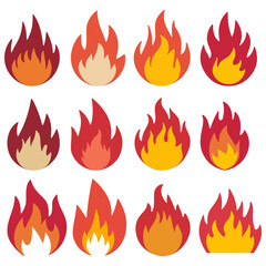 Cartoon campfire. Fire flames, bright fireball, heat wildfire and red hot bonfire, campfire, red fiery flames isolated vector  flame