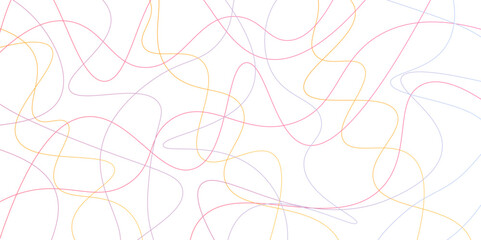 Random pattern colorful line stroke on a transparent background. Chaotic random lines abstract geometric pattern vector background. Decorative golden pattern with tangled curved lines.	