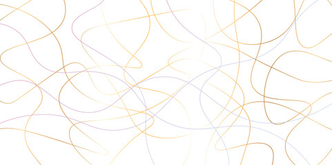 Random pattern colorful line stroke on a transparent background. Chaotic random lines abstract geometric pattern vector background. Decorative golden pattern with tangled curved lines.	