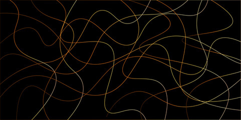 Random pattern colorful line stroke on a transparent background. Chaotic random lines abstract geometric pattern vector background. Decorative golden pattern with tangled curved lines.	