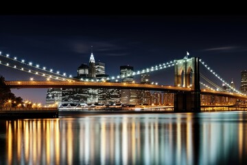 Obraz premium Brooklyn bridge at night architecture cityscape building.