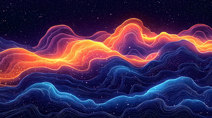 Abstract Colorful Wave Animation on Dark Background