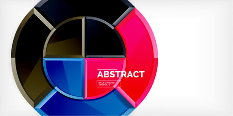 Obraz premium Abstract background - circles and round triangles with 3d effect. Vector Illustration For Wallpaper, Banner, Background, Card, Book Illustration, landing page