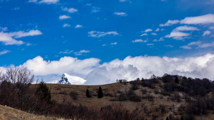 Mount Matajur in a cloudy spring day