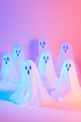 Glowing ghosts in eerie lighting, halloween background