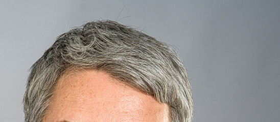 Close-Up of Grey Hair on Mature Man
