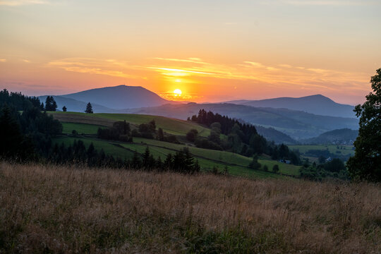 sunset over Gorce mountains