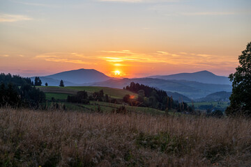 sunset over Gorce mountains
