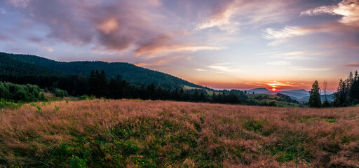 sunset over Gorce mountains