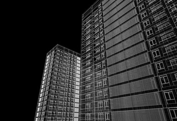 Architecture building development 3d rendering