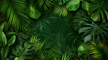 Beautiful natural background with green various leaves.