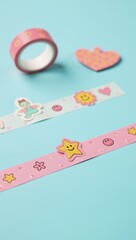 Digital sticker featuring a pink Washi tape clip art design on a colorful backdrop