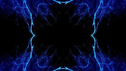 symmetrisches  leuchtendes kaleidoskopisches Muster,  Mandala, Grafik, Dekoration, Muster, blau, schwarz
