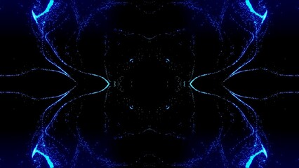 symmetrisches  leuchtendes kaleidoskopisches Muster,  Mandala, Grafik, Dekoration, Muster, blau, schwarz

